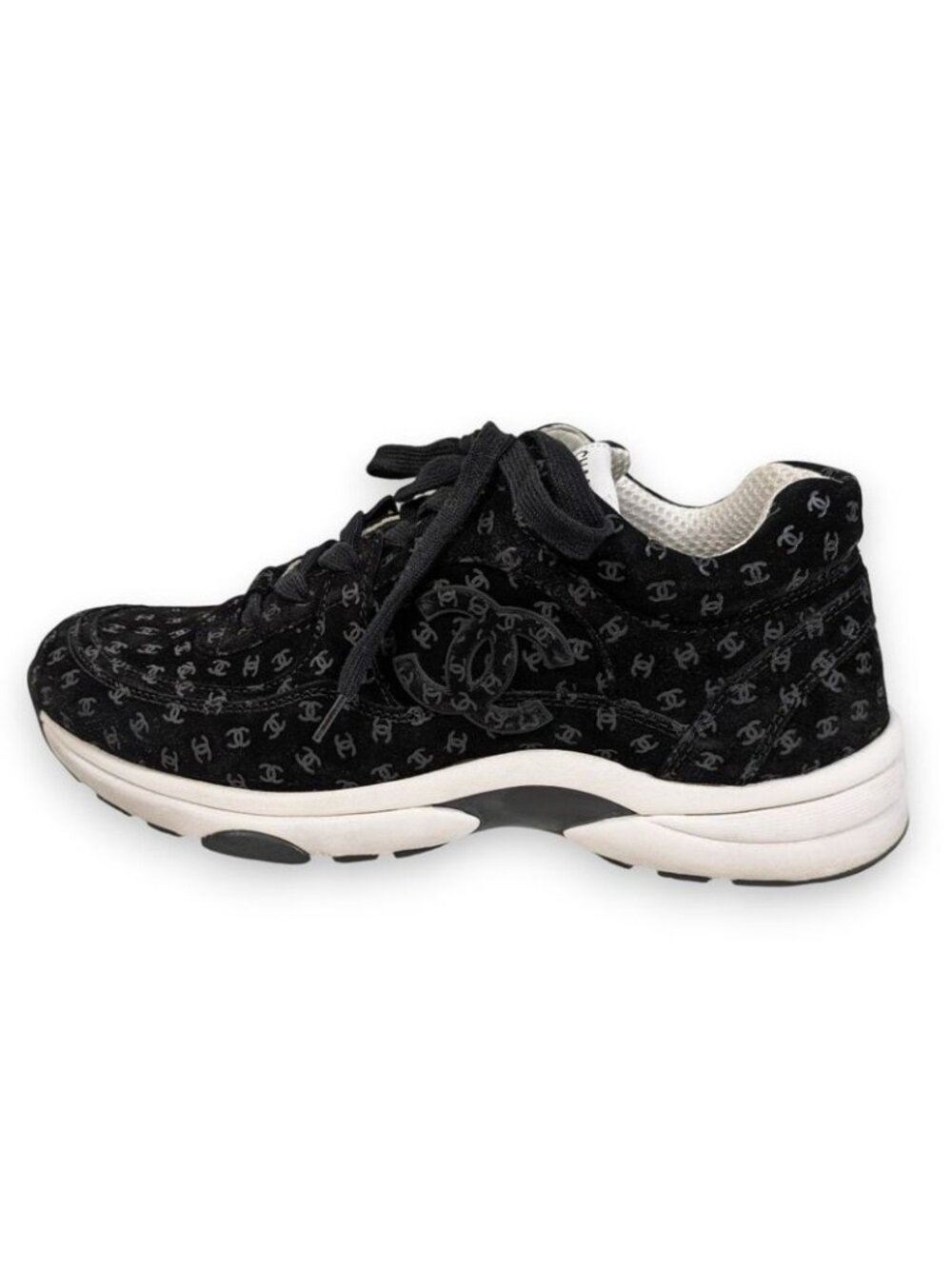 Chanel Coco Mark Print Suede Sneakers Size 42 22AW - Picture 2 of 15